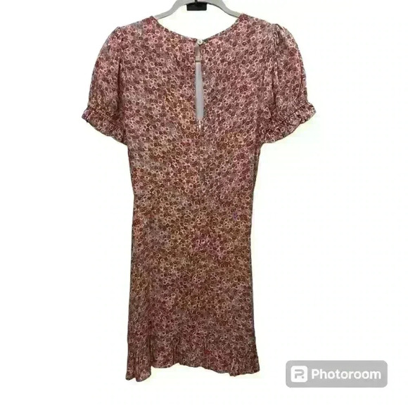 Floral Print Pink Dress in Small | Runs Small | Ruffle Sleeve | Junior Small - Picture 2 of 2